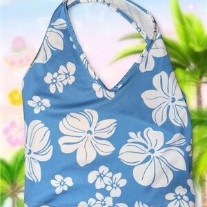 Source Unknown Blue and White Floral Tank Top